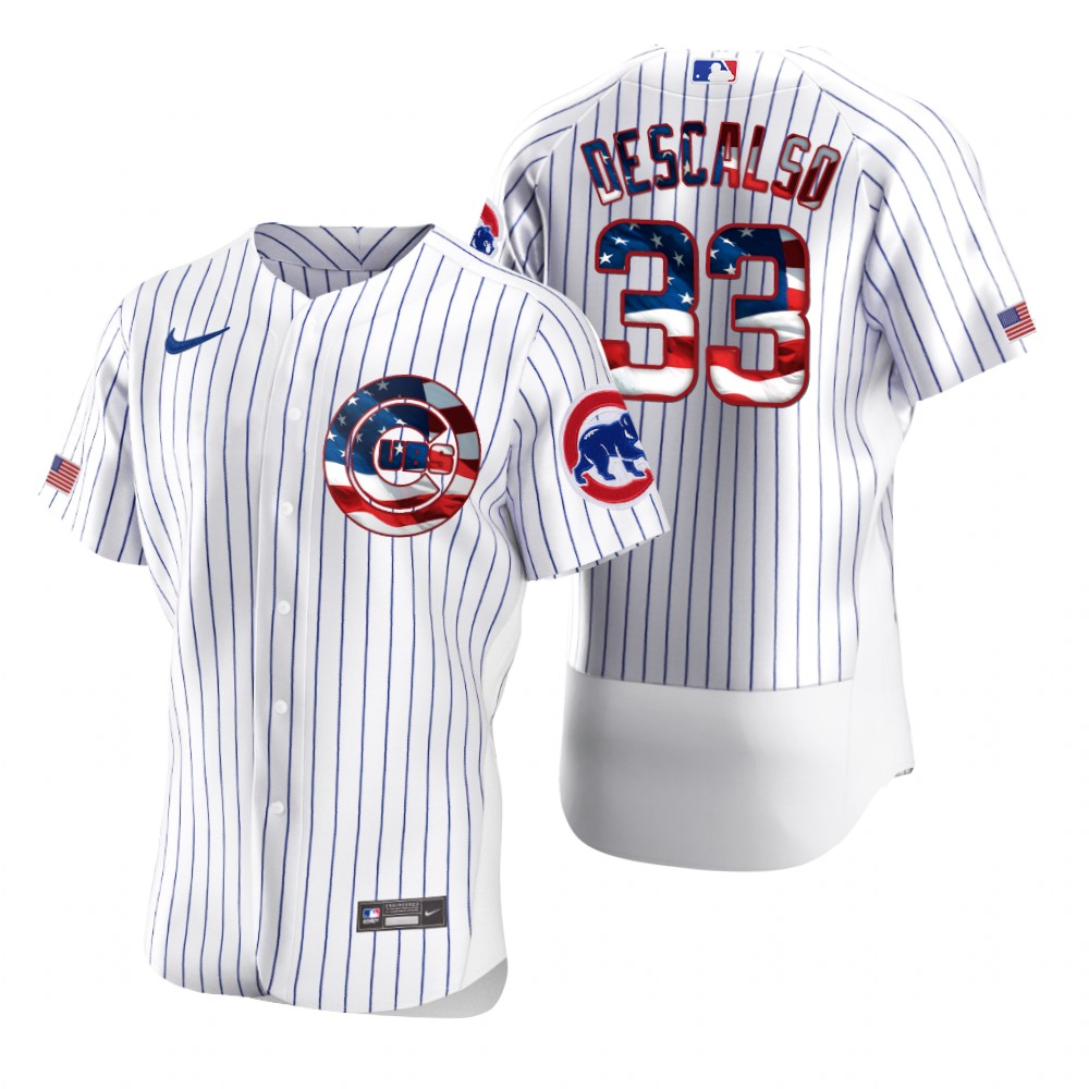 Chicago Cubs #33 Jim Adduci Men Nike White Fluttering USA Flag Limited Edition Authentic MLB Jersey